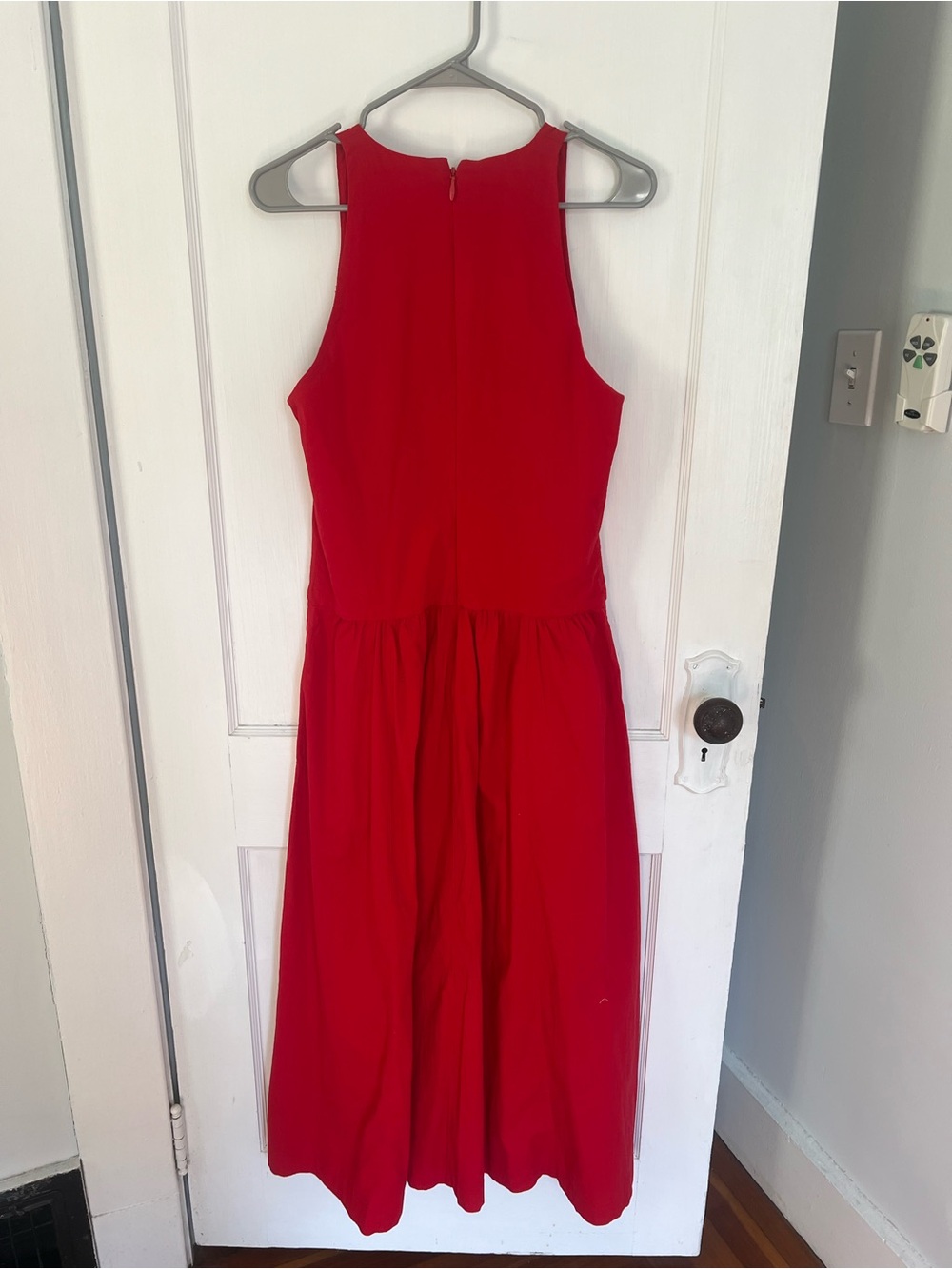 Abercrombie & Fitch - High-Neck Drop-Waist Midi Dress - Vivid Red - Picture 7 of 8